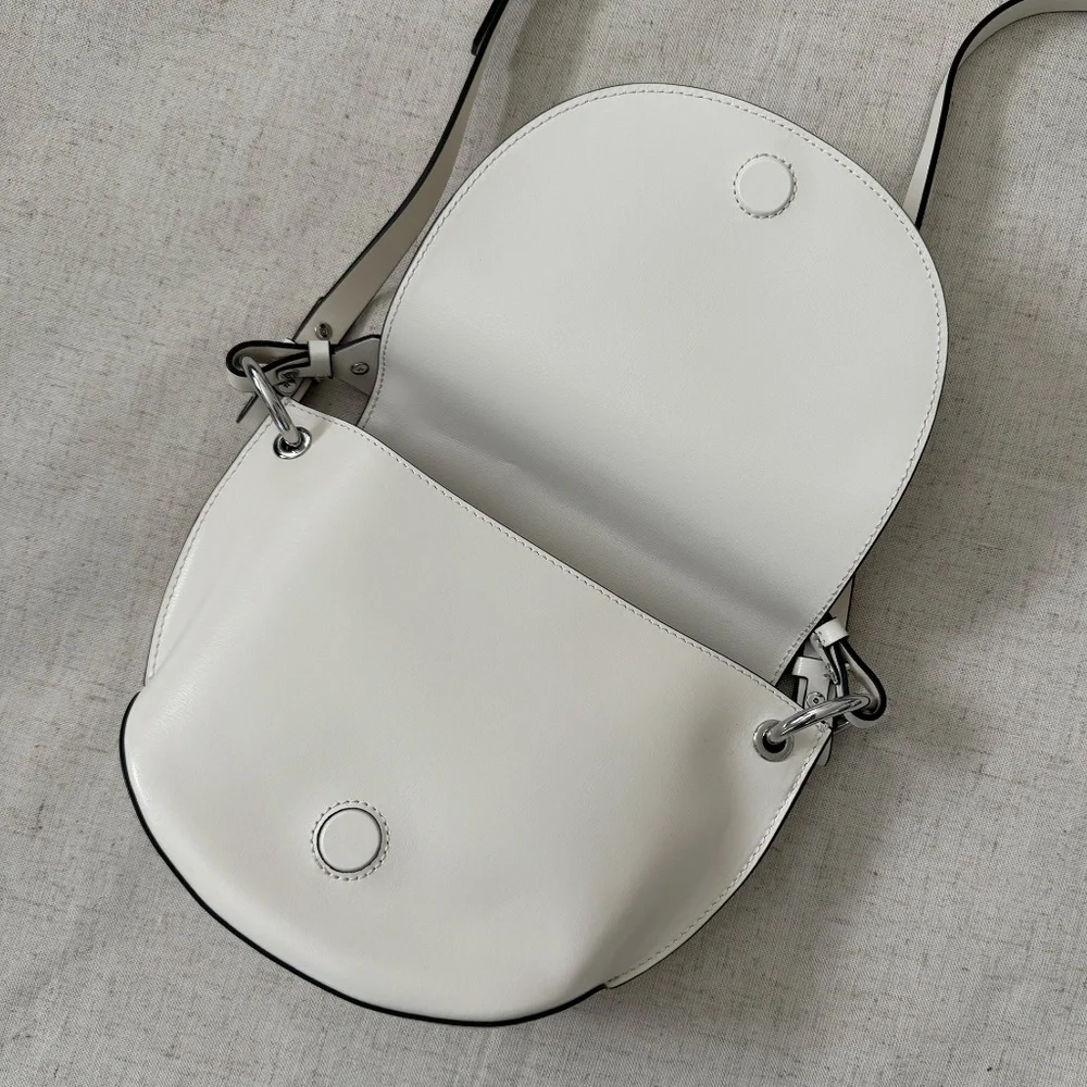 Ganni Banner Saddle Leather Off-White Crossbody Bag | One Size - Picture 7 of 17
